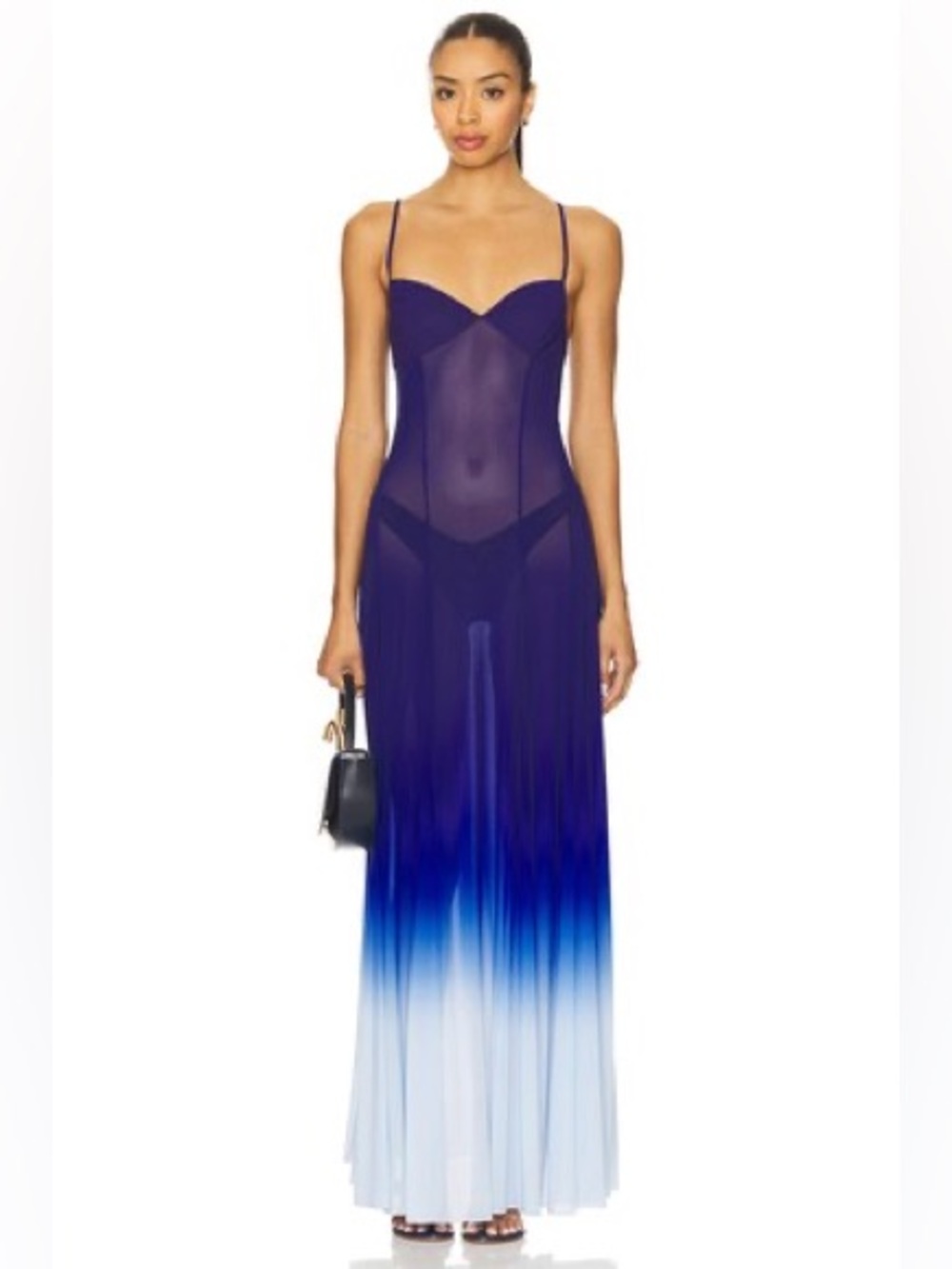 Leslie Amon 
Timeless Ombre Sea Dress in Deep Blue Ombre
